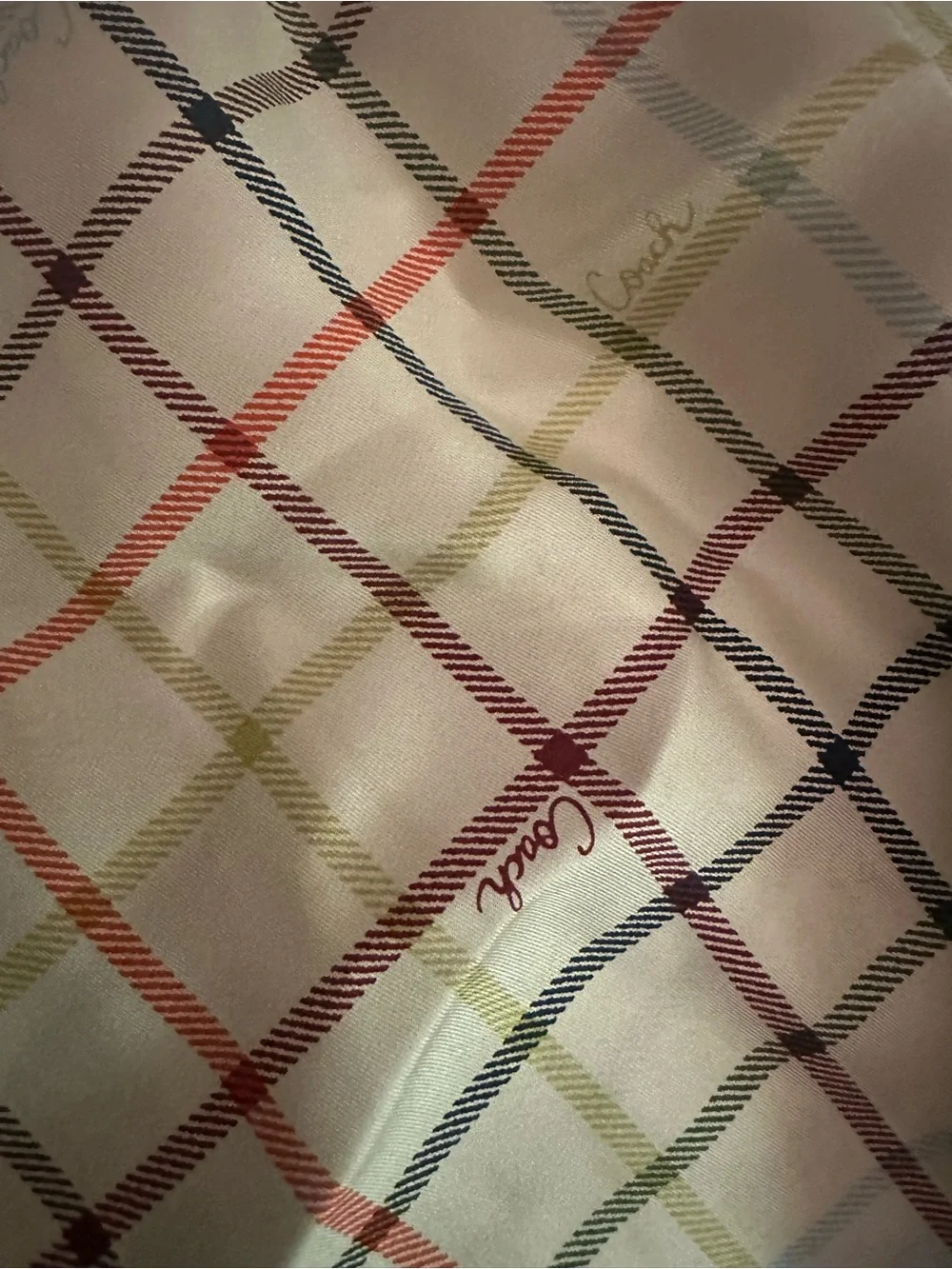 Coach Silk Scarf – Plaid Print  – NWT